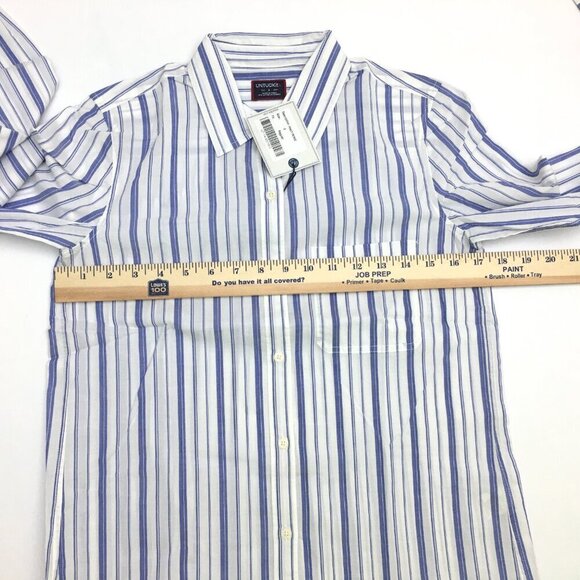 New UNTUCKit Womens Shirt Pinot Perse Blue White Stripe Cotton Blend Button Up 0 - Picture 4 of 7